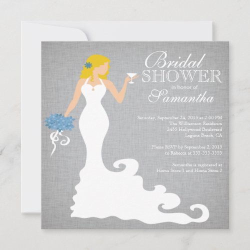 Modern Blonde Bride Wine Bridal Shower Invitations