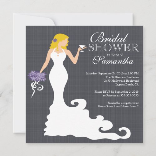 Modern Blonde Bride Wine Bridal Shower Invitations