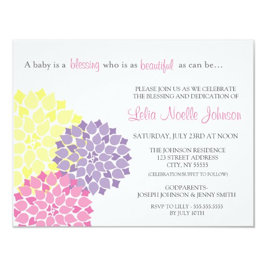 Modern Bloom Baby Dedication Blessing Invitation | Zazzle