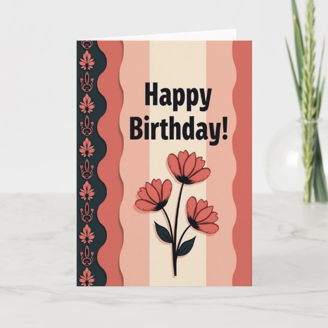 Modern Bloom Birthday Card (Front)