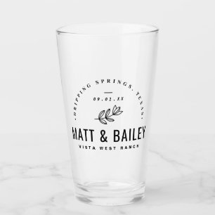 Modern Bloom Wedding Monogram Glass