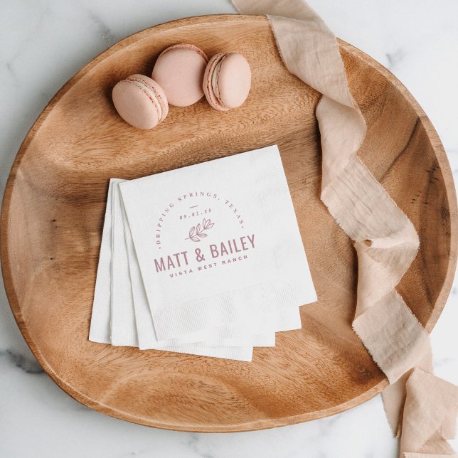 Modern Bloom Wedding Monogram | Mauve Napkins (Creator Uploaded)
