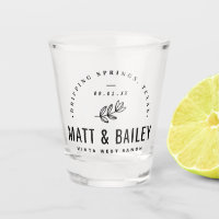 Modern Bloom Wedding Monogram Shot Glass