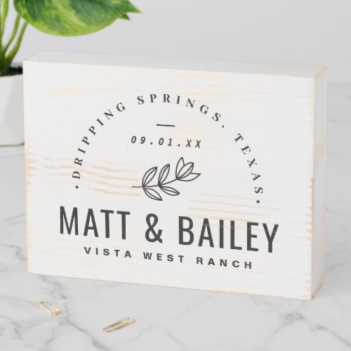 Modern Bloom Wedding Monogram Wooden Box Sign