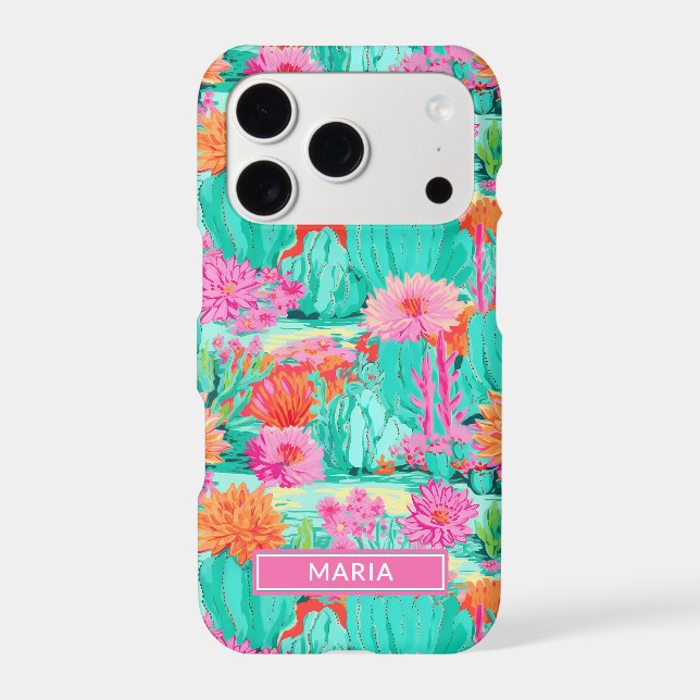 Modern Blooming Cacti Personalized Case-Mate iPhone Case (Back)