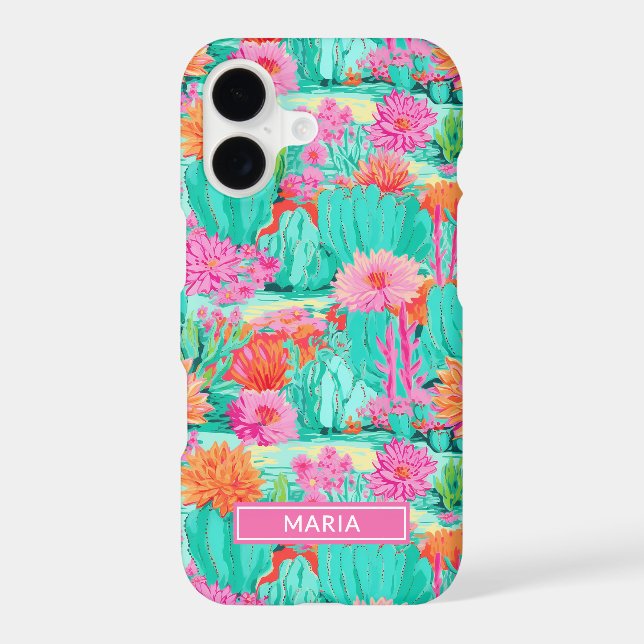 Modern Blooming Cacti Personalized Case-Mate iPhone Case (Back)