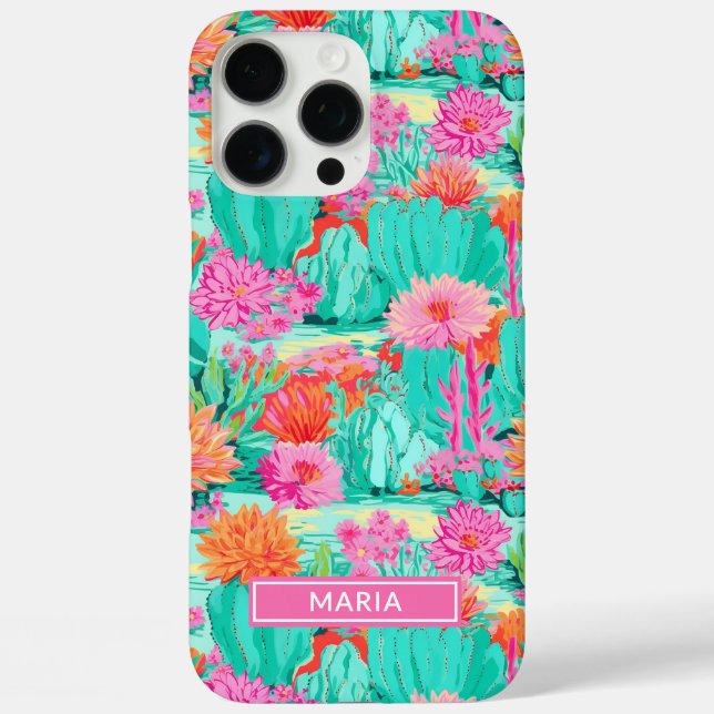 Modern Blooming Cacti Personalized Case-Mate iPhone Case (Back)
