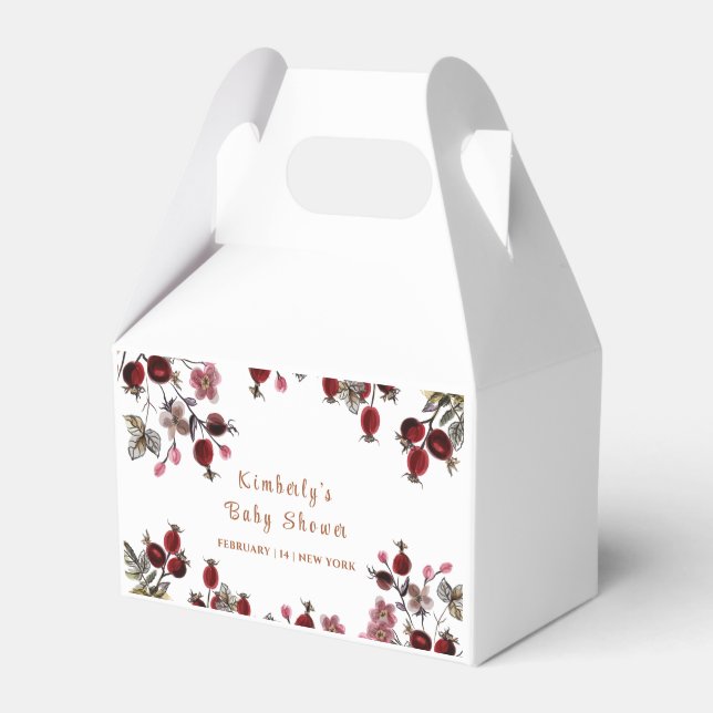 Modern Blooming Wildflower Berry Baby Shower  Favor Boxes (Front Side)