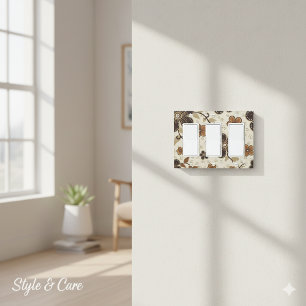 Modern Blooms Abstract Floral Artful Triple Rocker Light Switch Cover