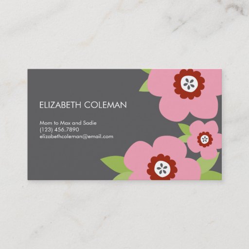Customizable Modern Blooms Mommy Card / Calling Card Business Cards