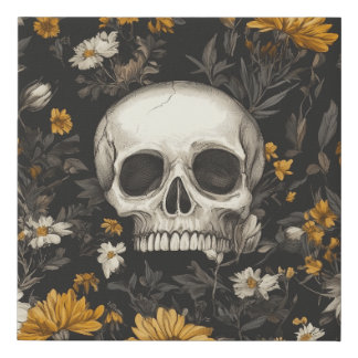 Modern Blossom Skull-Style Leinwand Faux Canvas Print