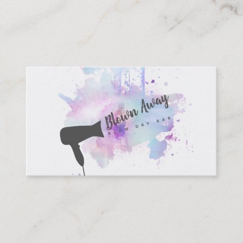 modern blow dry bar hairstylist grunge purple chic business card