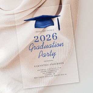 Modern Blue 2026 Graduation Party Acrylic Invitations
