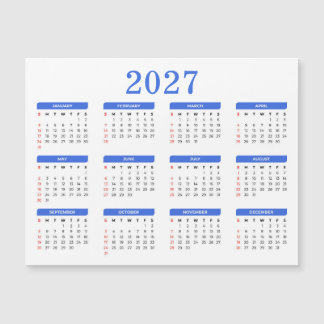 Modern Blue 2027 Magnetic Calendar