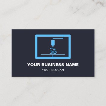 Modern Blue 3d Printer Business Card by ShabzDesigns at Zazzle
