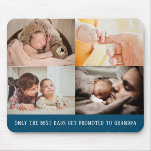 Modern Blue 4 Photo Collage for Grandpa Mouse Pad