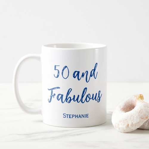 Modern blue 50th birthday fabulous modern mug