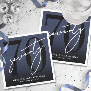 Modern Blue 70th Birthday Party Napkins
