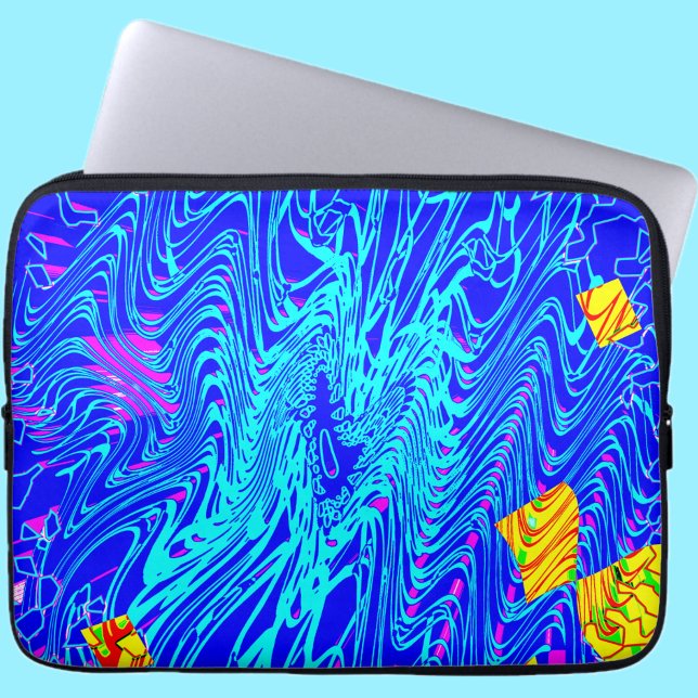 Modern Blue Abstract Art  Painting Laptop Sleeve (Creator Uploaded)