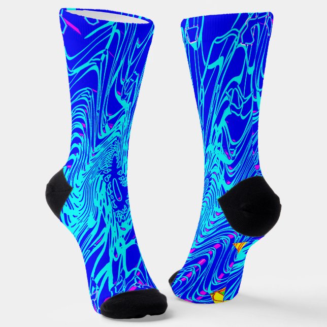 Modern Blue Abstract Art  Painting Socks (Angled)
