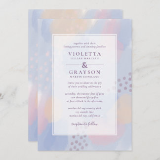 Modern Blue Abstract Art Wedding Invitation