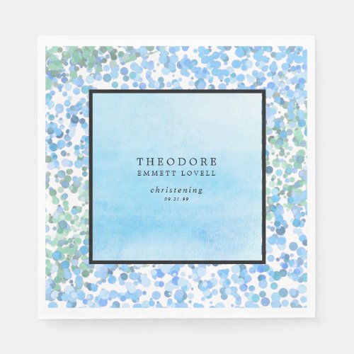 Modern Blue Abstract Christening Napkins