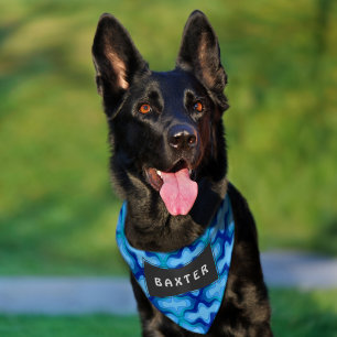 Modern Blue Abstract Dog Pet Bandana Collar