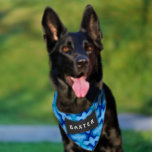 Modern Blue Abstract Dog Pet Bandana Pet Bandana Collar<br><div class="desc">This cool and unique modern pet dog bandana has an interesting abstract pattern in shades of blue with a black badge. You can customize this blue bandana for dogs with your pet's name. It's the perfect gift for your favorite fur baby dog or kitty.</div>