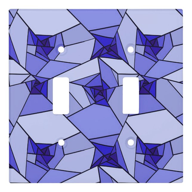Modern Blue Abstract Geometry Wave Pattern Design  Light Switch Cover (Front)