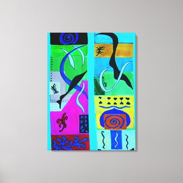 Modern Blue Abstract Inspiration From Matisse Canvas Print (Front)