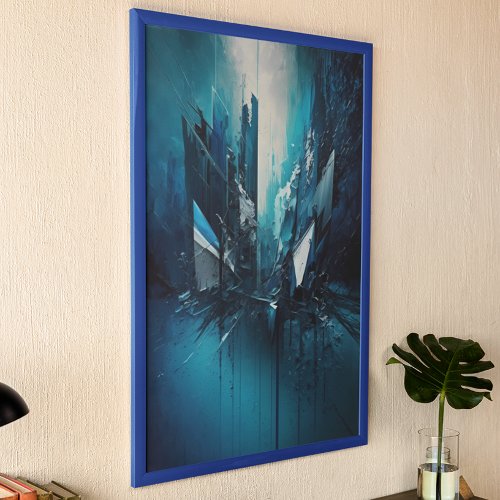 Modern Blue Abstract painting Poster