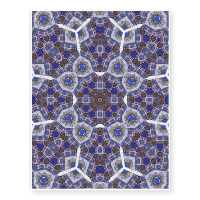 Modern blue abstract pattern temporary tattoos (Front)