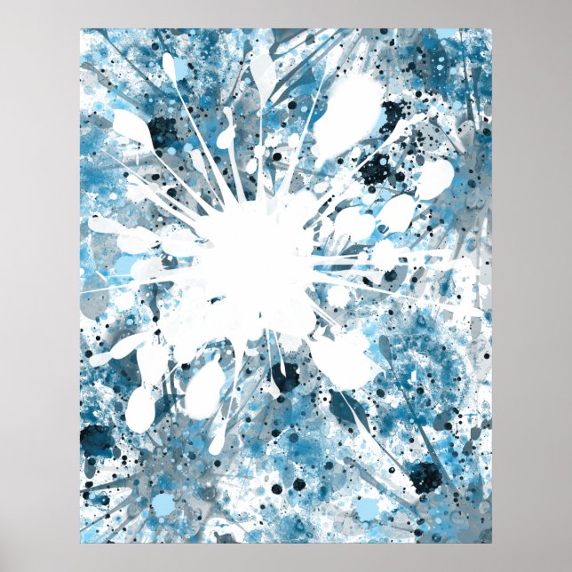 Modern Blue Abstract Poster (Front)