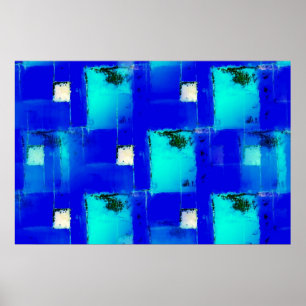 Modern Blue Abstract Poster Decorative Art Print