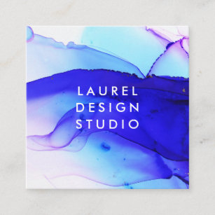 Modern Blue Abstract Square Business Card