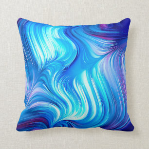 Modern Blue Abstract Teal Navy Trendy Throw Pillow
