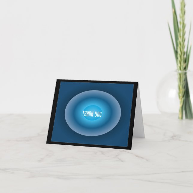 Modern Blue Abstract Thank You Card (Front)