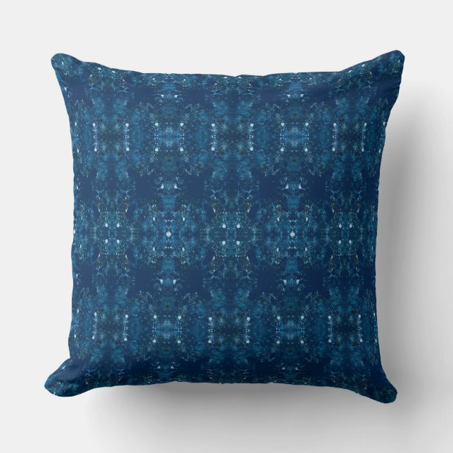 Modern Blue Abstract Throw Pillow (Front)