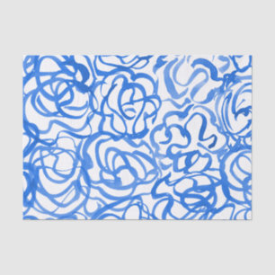 Modern Blue Abstract Unique Watercolor Design Tissue Paper