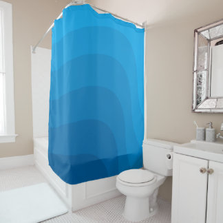Modern Blue Abstract Waves Shower Curtain