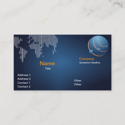 Blue Abstract World Business Card Template