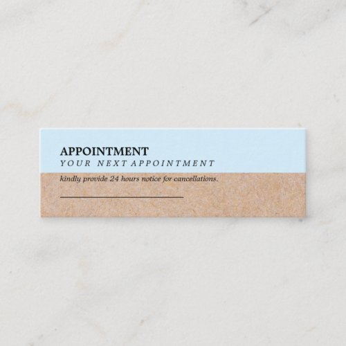 Modern Blue Accent Printed Kraft Appointment Mini Business Card