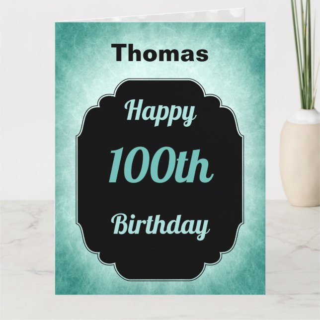 Modern blue add name 100th Birthday Card (Front)