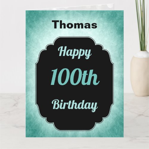 Modern blue add name 100th Birthday Card