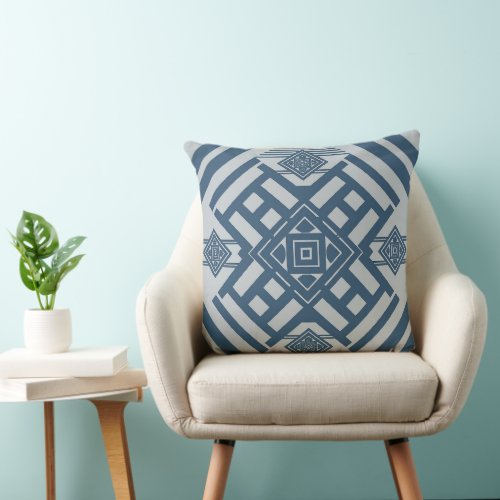 Modern Blue African Throw Pillow