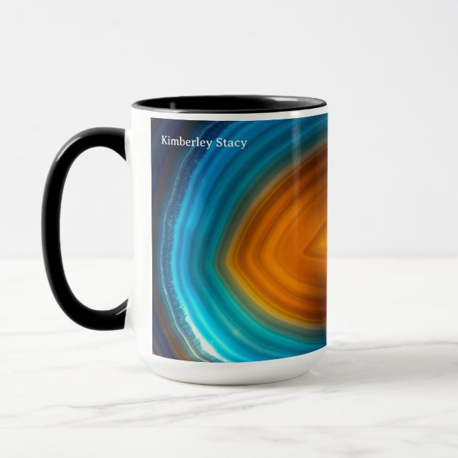 Modern Blue Agate Slice Gold Mug (Left)