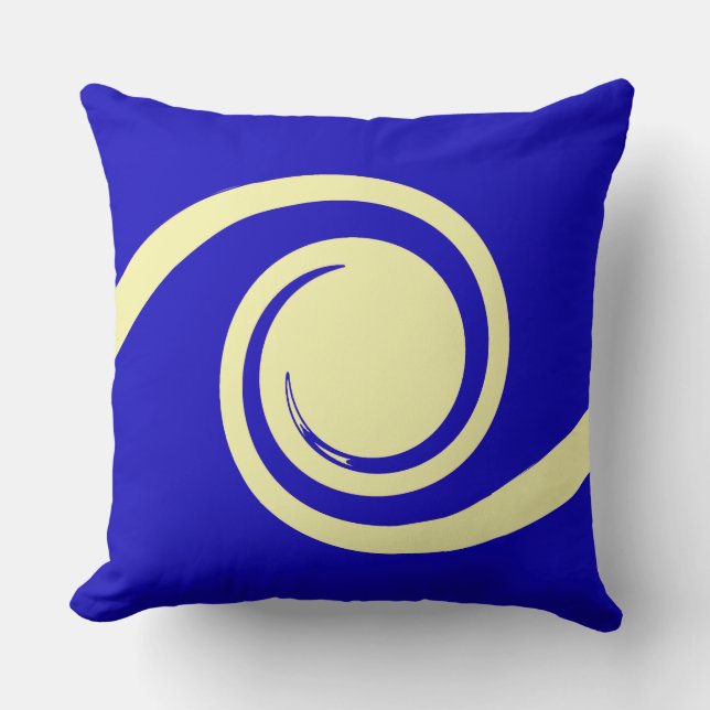 Modern Blue & Almost White Abstract Waves Throw Pillow (Front)