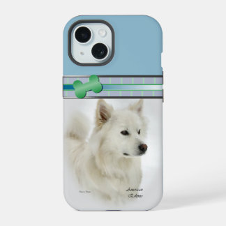 Modern Blue American Eskimo Dog Art iPhone 15 Case