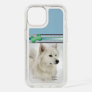 Modern Blue American Eskimo Dog Art iPhone 15 Case