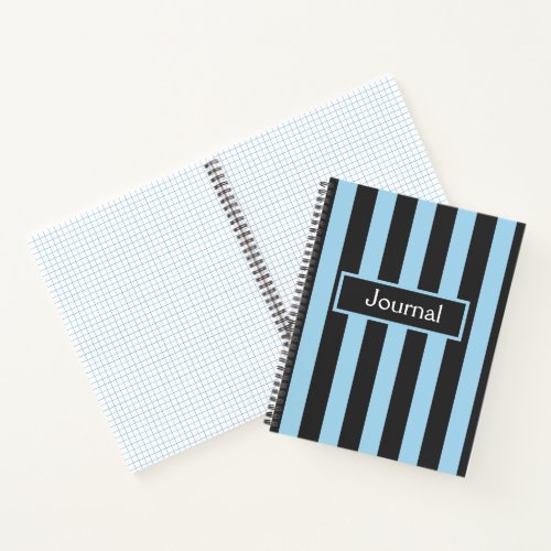 Modern Blue and Black Bold Stripes Notebook